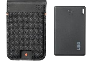 UAG Slim Wallet Kevlar Black with Tracker Card Compatible with Apple iOS - 6 Cards Holder with Kickstand RFID Block Metropoli