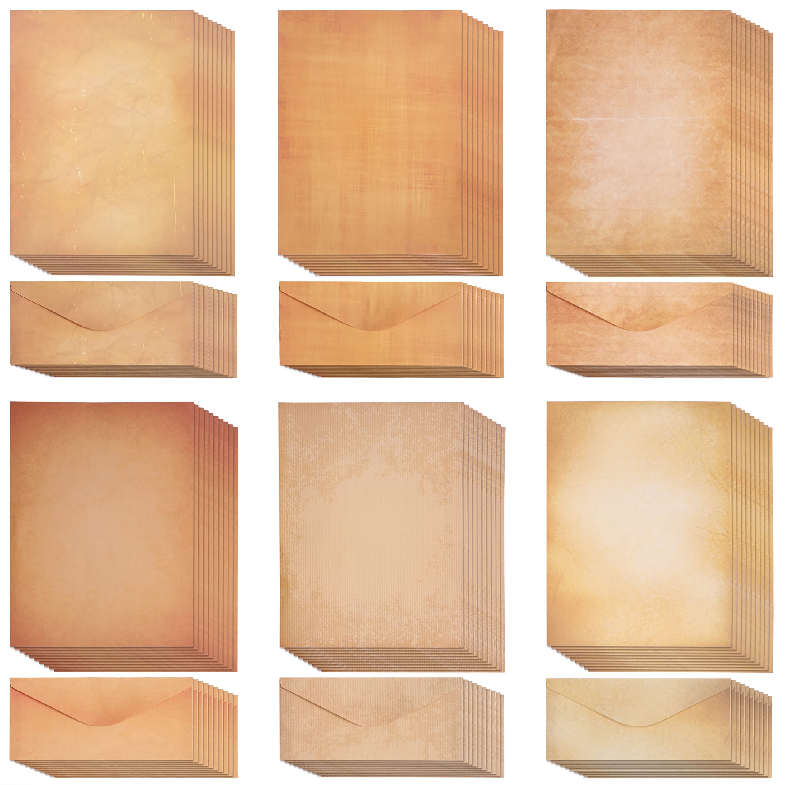 Belle Vous 60 Pack Vintage Stationery Writing Paper with Envelopes - 60 Classic Aged Sheets, 60 Matching Envelopes - Antique-Style Printing Paper for Invitations, Crafting, Letter Writing, and More