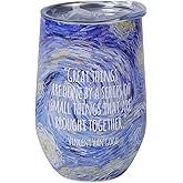 1st Heaven 14oz Wine Tumbler with Lid, Van Gogh Art Motivational Tumbler, Double Wall Insulated Stainless Steel Mug for Art Lovers & Artists (Starry Night)