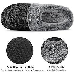 shoeslocker Womens Memory Foam Fuzzy Slippers