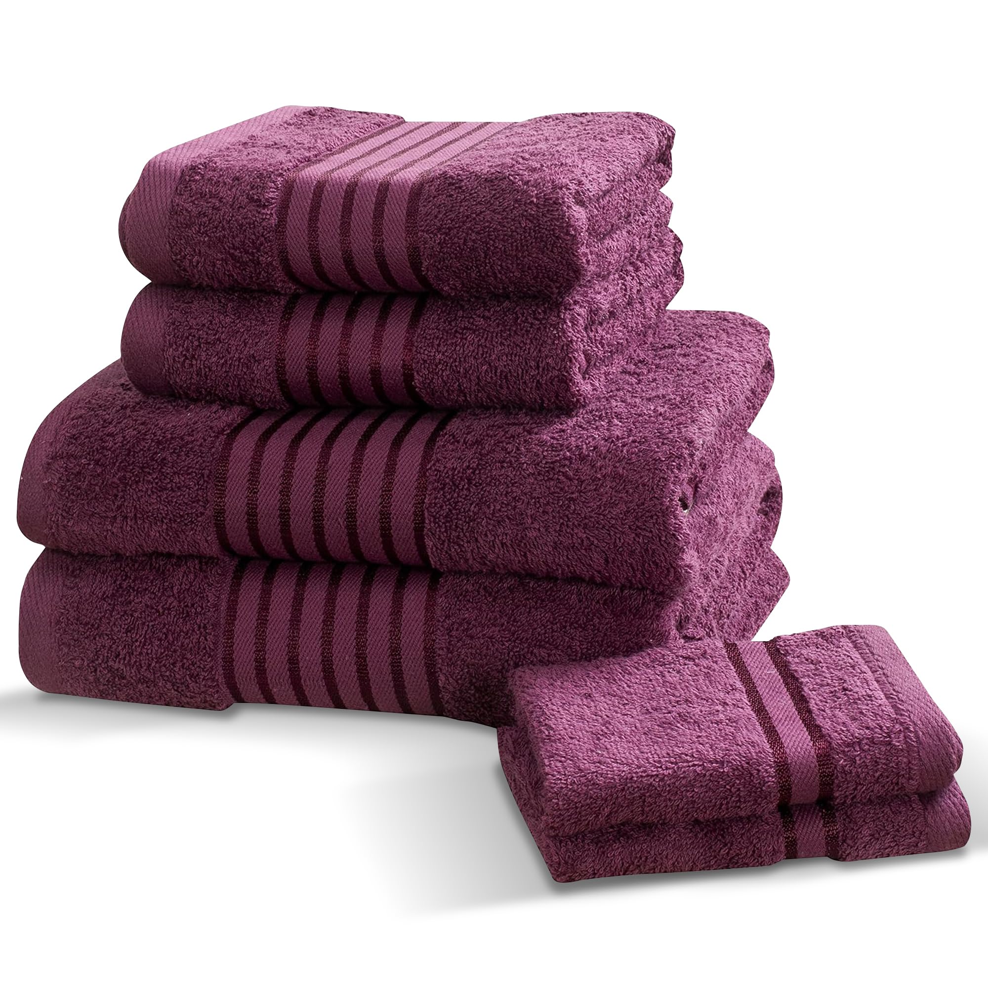 Rapport Home Windsor 6-Piece Towel Bale, Combed Cotton, Plum, 120 x 70 x 1 cm