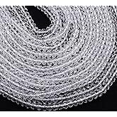 Perlin Czech Bohemian Crystal Glass Beads 4mm CZ Faceted Rondelle 120 Pieces Round Loose Spacer 1 Strand Beads for DIY Jewelry Bracelet Necklace Earrings Key Chains Making (Crystal Clear)
