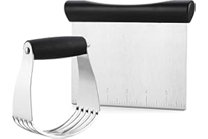 Spring Chef - Dough Blender and Pastry Cutter, Stainless Steel Nut, Pie, Pastry and Dough Cutter and Scraper, Multipurpose Baking Tools with Soft Grip Handles, Black