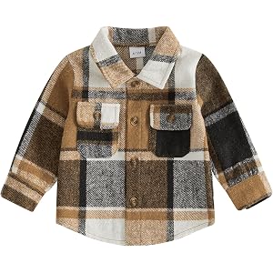 MERSARIPHY Baby Boy Flannel Shirt Toddler Plaid Shirt Baby Button Down Jacket Coat Infant Fall Outfits