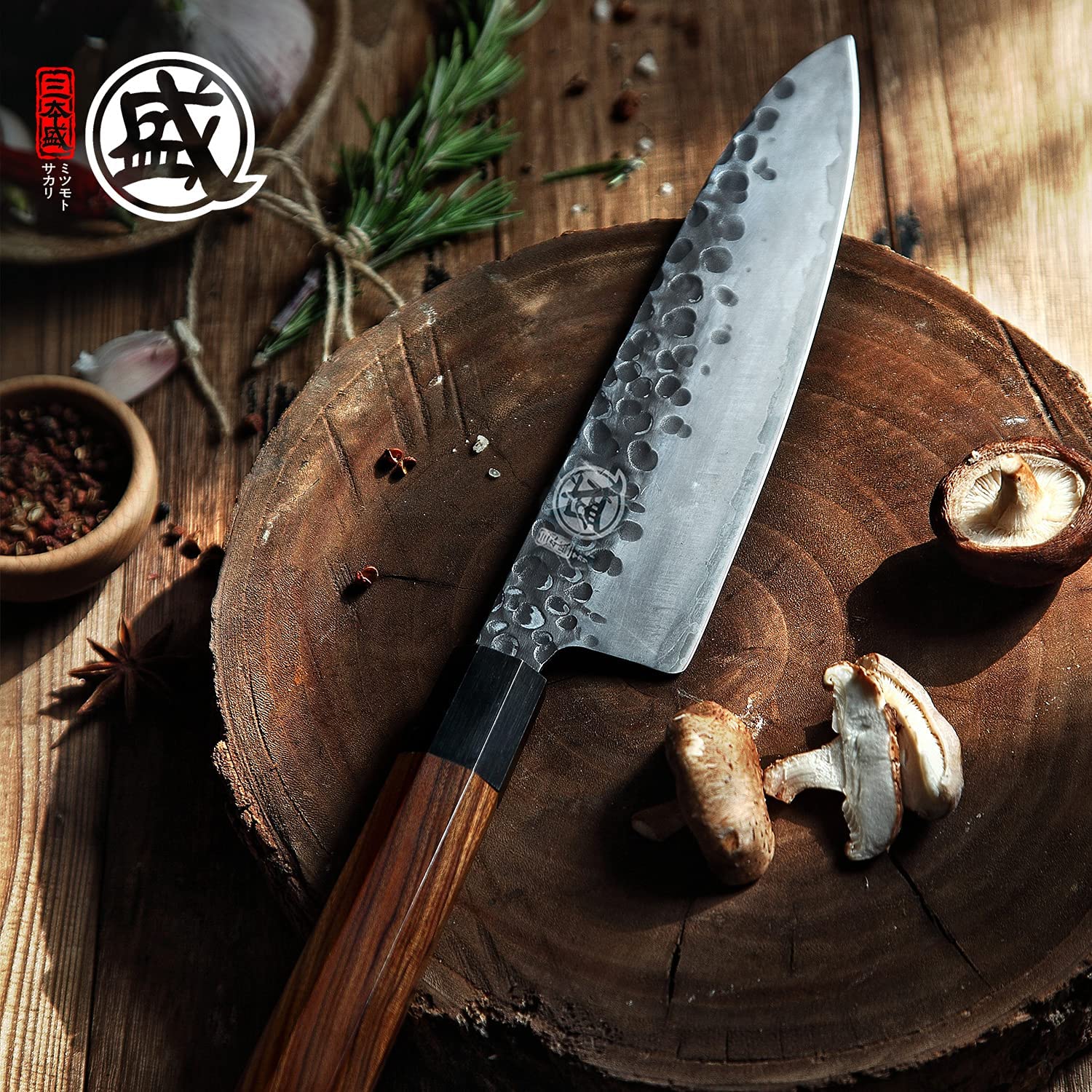 MITSUMOTO SAKARI Handgeschmiedetes Küchenmesser, 22 cm Gyuto Kochmesser 2