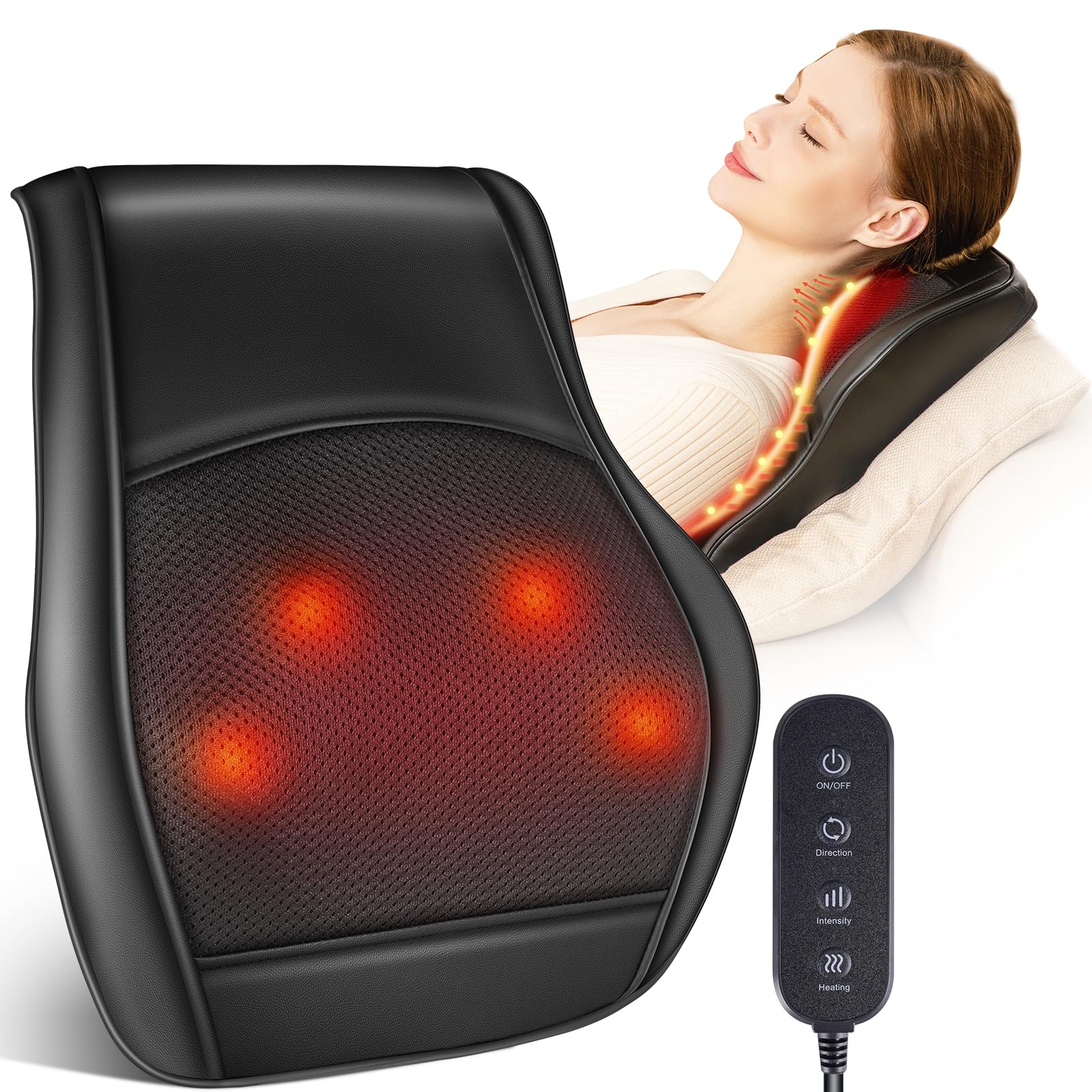 thumbnail image 2 of HONGJING Shiatsu Neck And Shoulder Massager With Infrared Heat – Portable Pain Relief 2 of 6