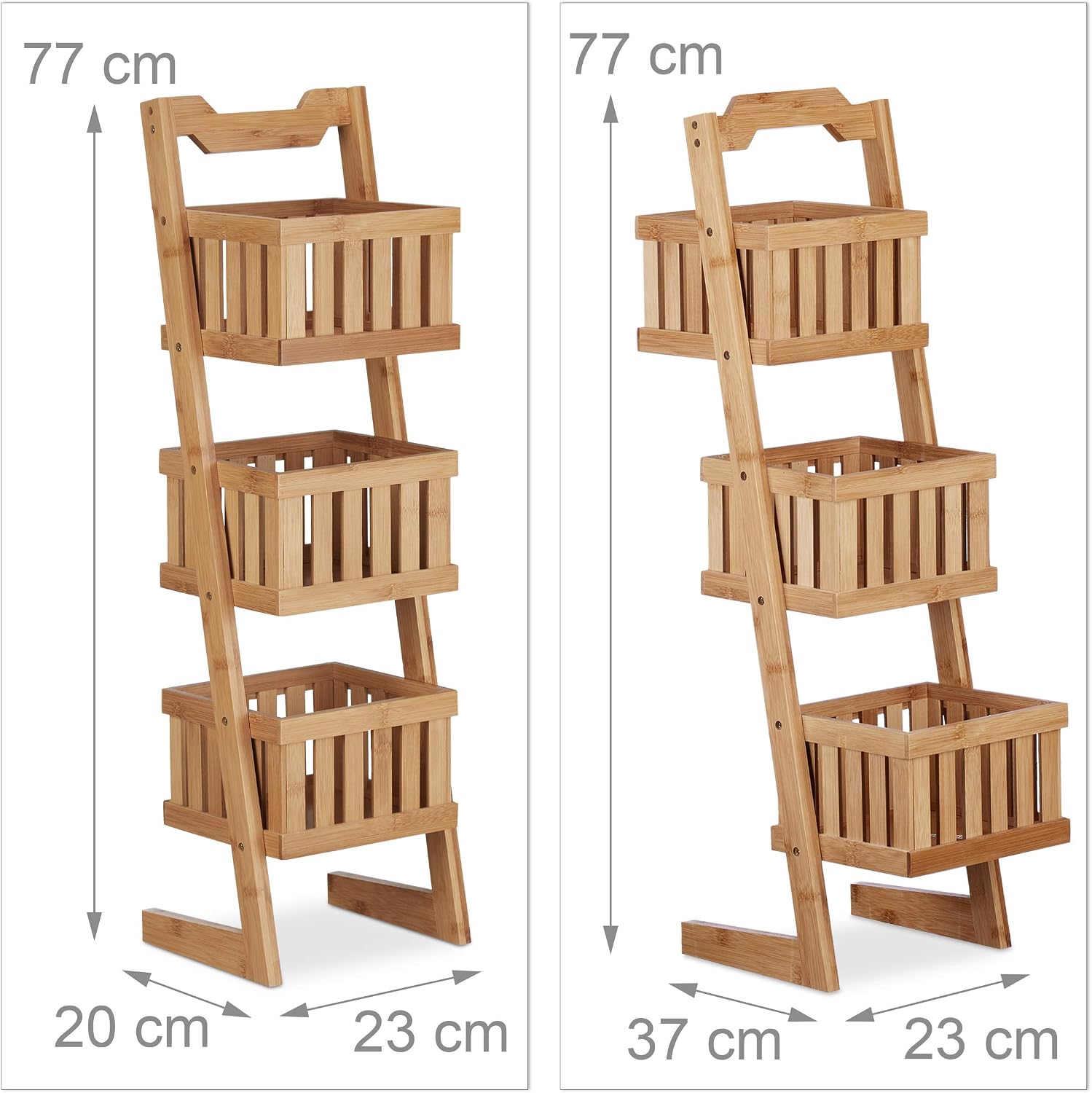 Relaxdays Bamboo Bathroom Shelf, 3 Tiers, Handle, Versatile, Organiser, Compact, Waterproof, Decorative, Natural - Image 5