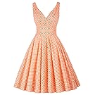 Pinup Knee-Length Polka Dot Formal Vintage Church Dresses Size XX-L CL6595-4