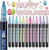 Lenski Glitter Pens 12 Colour Outline Markers for Kids Teens