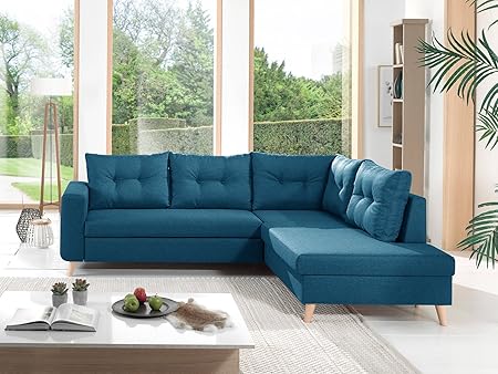 Bestmobilier Nordic Canapé Scandinave Dangle Droite L Convertible En Tissu 234x86x188cm