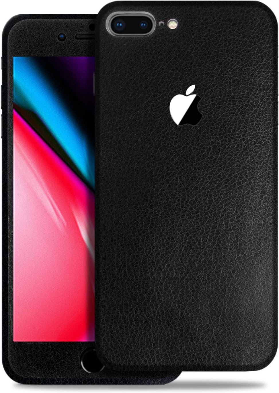 SOJITEK Apple iPhone 8 Plus Black Leather Texture Protective Vinyl Skin Decal Skins & Wraps for Front/Back Protection
