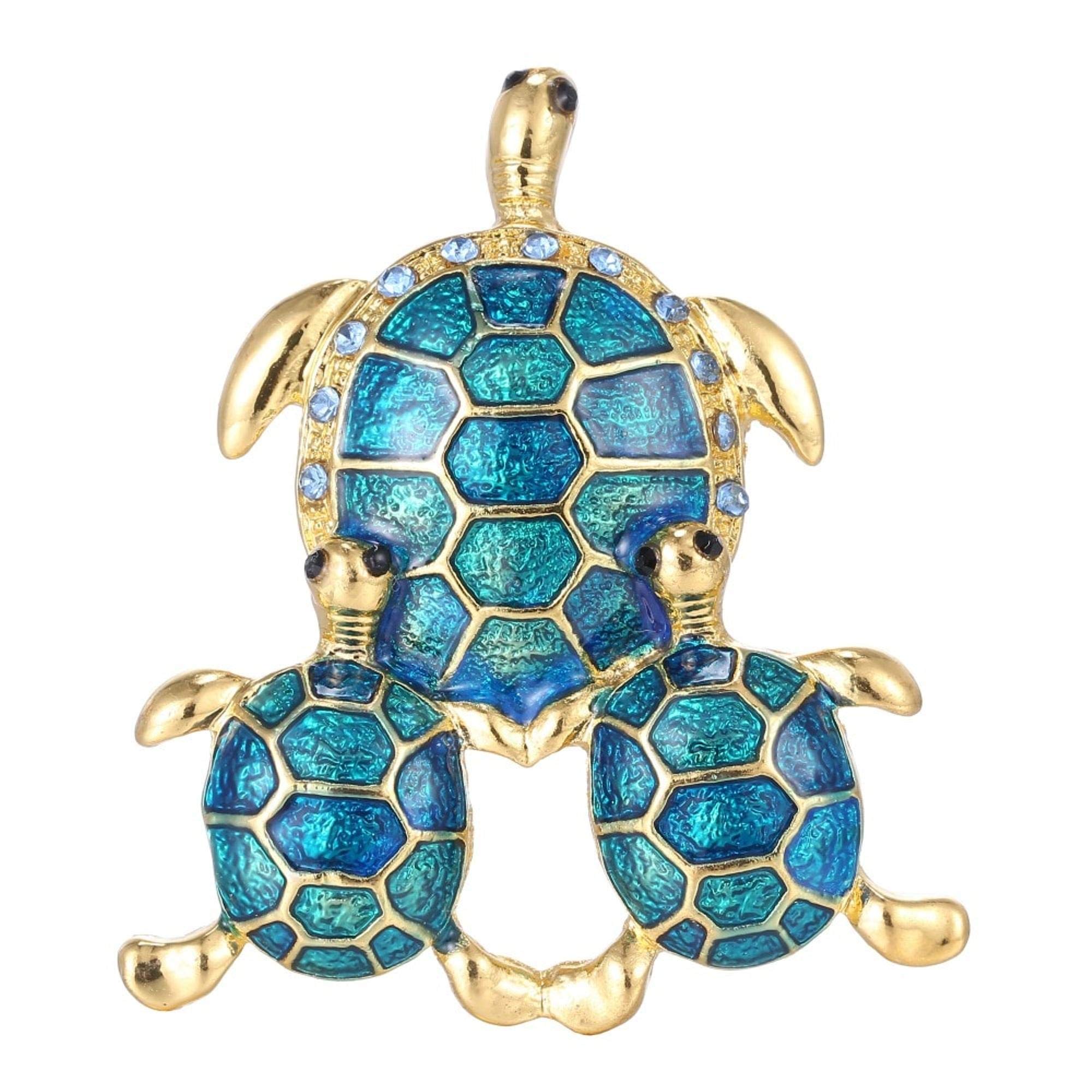 Seraphis Tortoise Brooch Family Green Turtles Pins Animal Badges Dress Jewelry Tortoises Turtle Gift