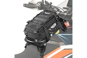 Rhinowalk Motorcycle Tank Bag Travel Luggage Motorcycle Backpack with 1.5L Water Bladder MOLLE System Fits Honda Yamaha Suzuki Kawasaki Harley-Black