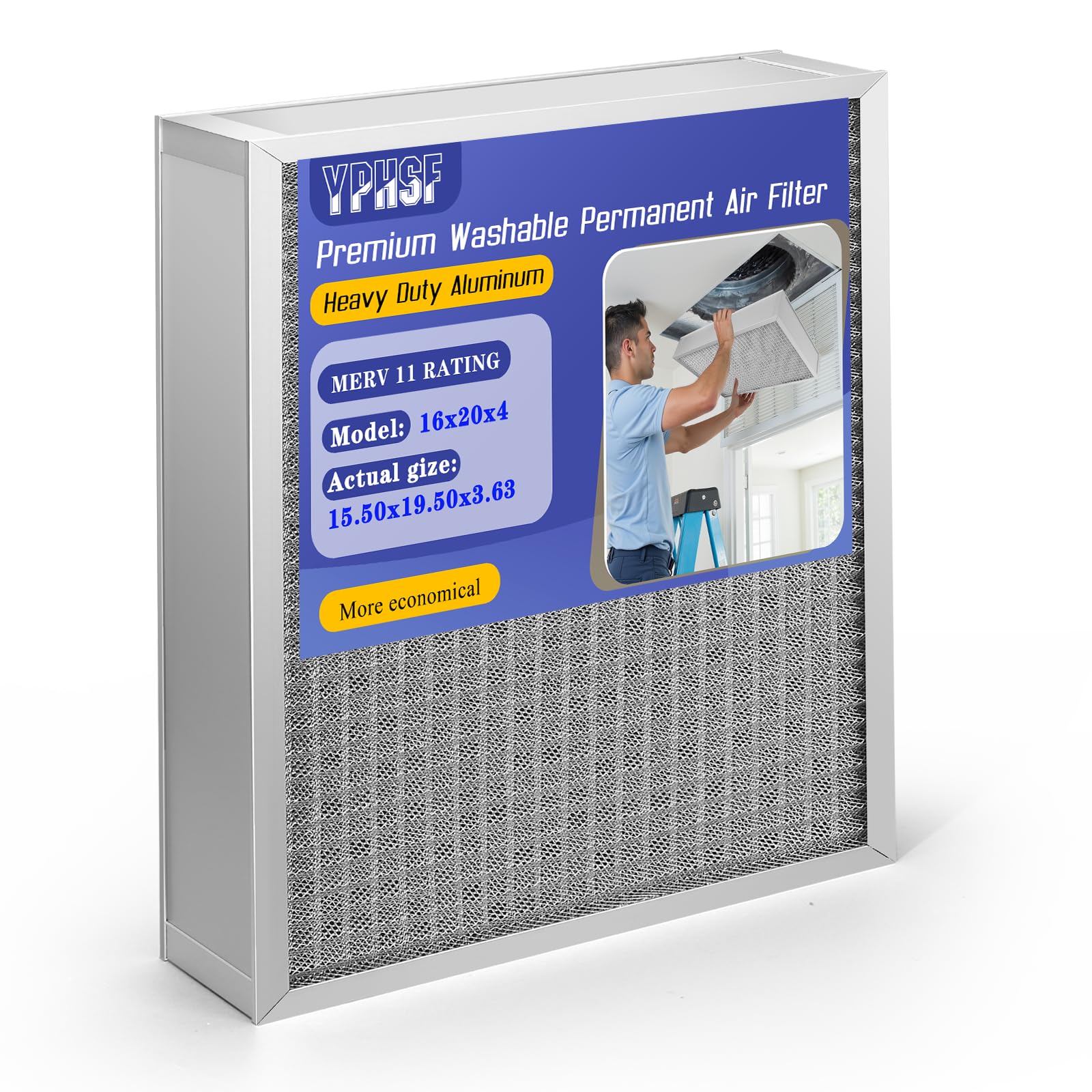 Photo 1 of Upgraded 16x20x4 Reusable AC Furnace Filter,Washable,Electrostatic Type-Permanent,MERV 11 Filter,Enjoy fresher air in your home and office HVAC furnace systems,Actual Size:15.50x19.50x3.63 inches1pack