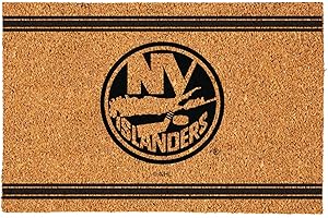 Team Sports America NHL New York Islanders Coir Doormat 36"x24", Officially Licensed Team Logo, Extra Large Front Door Mat, Outdoor Indoor Entrance Rug, Non-Slip Welcome Mat for Porch Patio