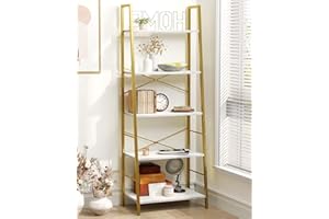 Yusong Bookshelf, Ladder Shelf 5 Tier Bookcase for Living Room, Industrial Book Shelves Display Shelf Plant Stand for Bedroom