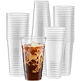 Crystal Clear PET Cups for Iced Coffee,Milkshake, Cold Drinks, Slush, Smoothy's, Slurpee, Ice cream, Dessert, Party's, Plastic Disposable Cups (50, 24 oz)
