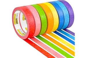8 Pcs Colored Masking Tape 480ft x 0.5 Inch Rainbow Kids Craft Tape, Colorful Painters Tape for DIY Decorative Teaching Suppl