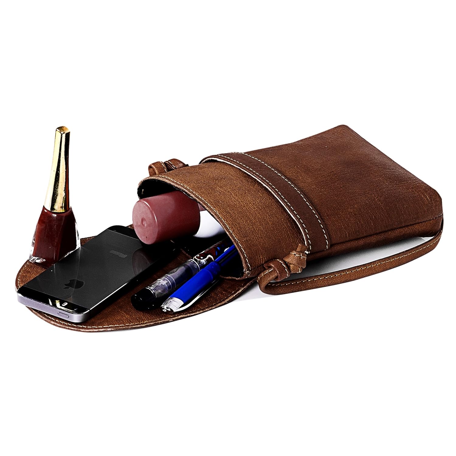 goatter girl's leather brown crossbody bag (small)