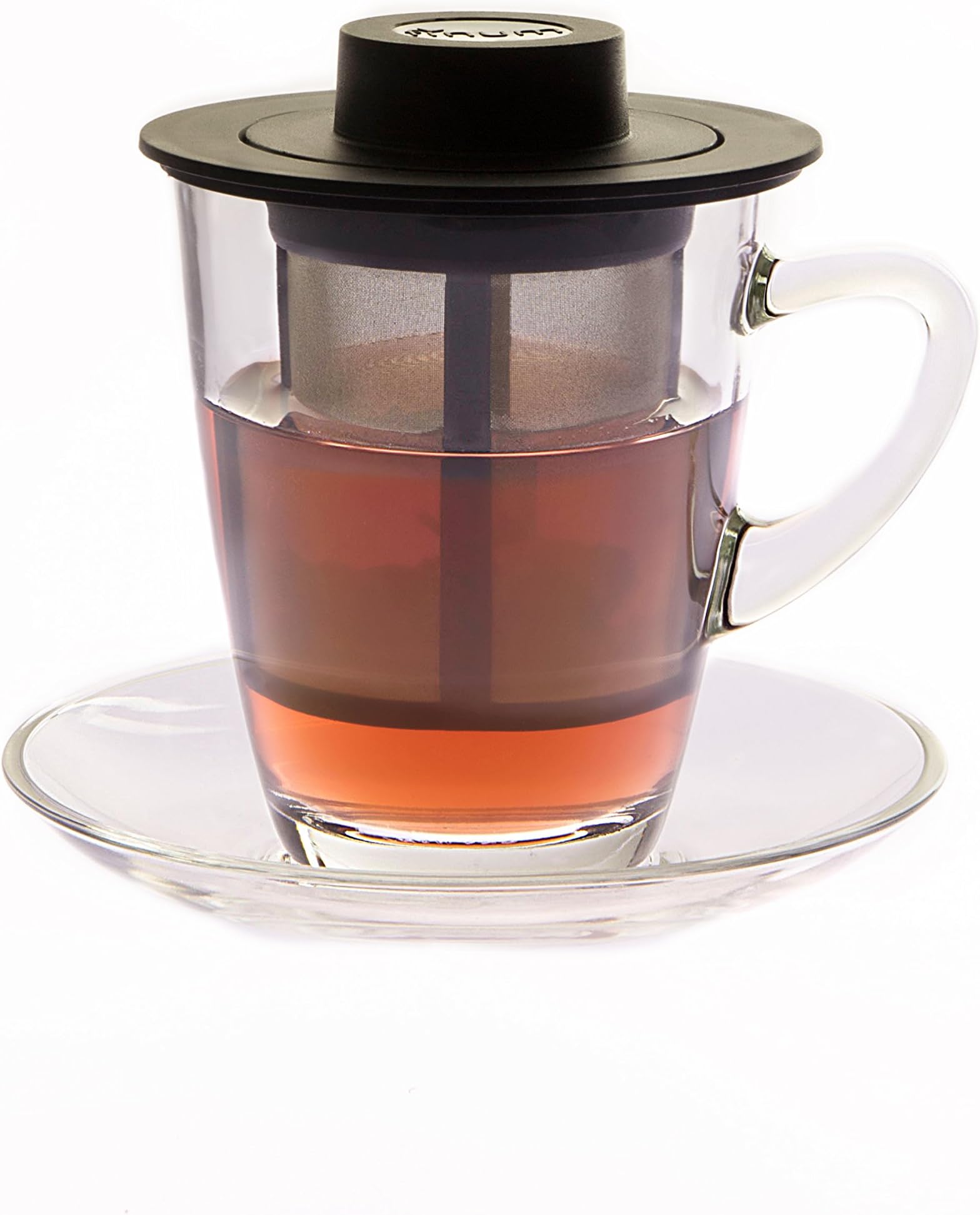 Finum Horeca Tea Brewer, Glass Smart Tea Brewer with Permanent Stainless Steel Mesh Filter & Hat (8 Retail Units