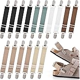 LawnIdyll 8 Pairs Elastic Mule Shoe Straps, Adjustable Clogs Shoes Back Strap, Anti-Loose Heel Band for Women and Men Suede Clogs Leather Birkenstock Cork Footbed Sandals Potato Khaki Black