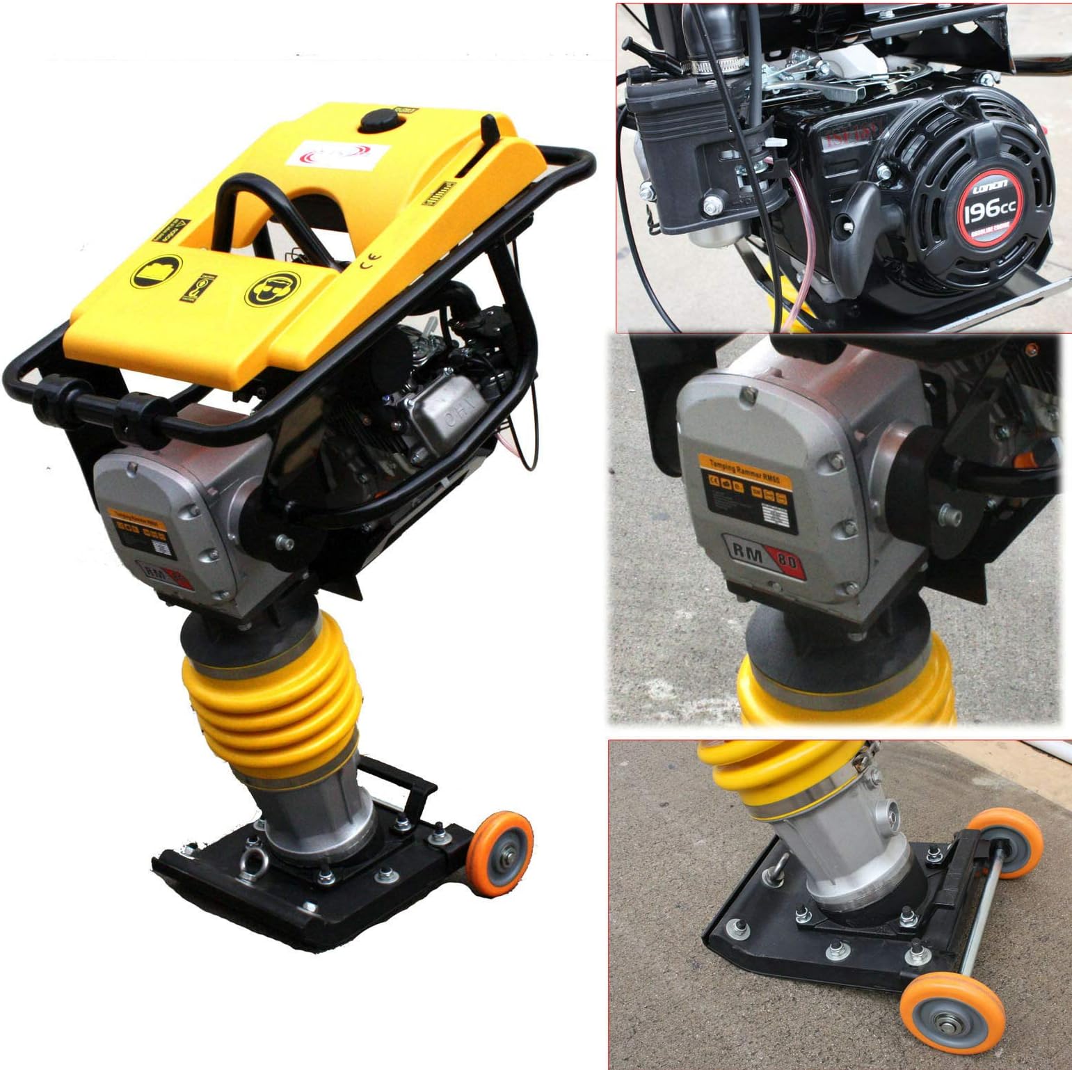 9TRADING 6.5HP 196cc Dirt Jumping Jack Tamping Rammer Tamper Plate Compactor With EPA CARB