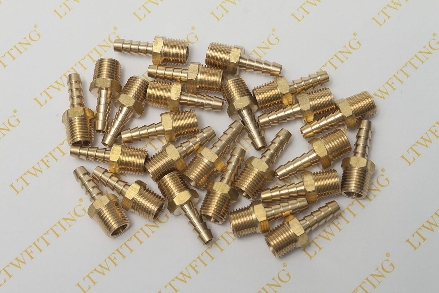 LTWFITTING Brass 1/4-Inch Male BSPT x 6mm Hose Barb Coupler Adapter Fitting for Vehicle Fuel System HVAC System (Pack of 25) - Image 3