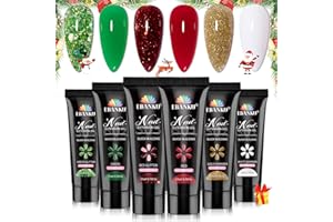 Poly Nail Extension Gel Kit -EBANKU Christmas 6 Colors Poly Nail Gel White Green Red Glitter Golden Classic Colors Christmas Builder Nail Gel Manicure Gift for Nail Art Decoration DIY at Home