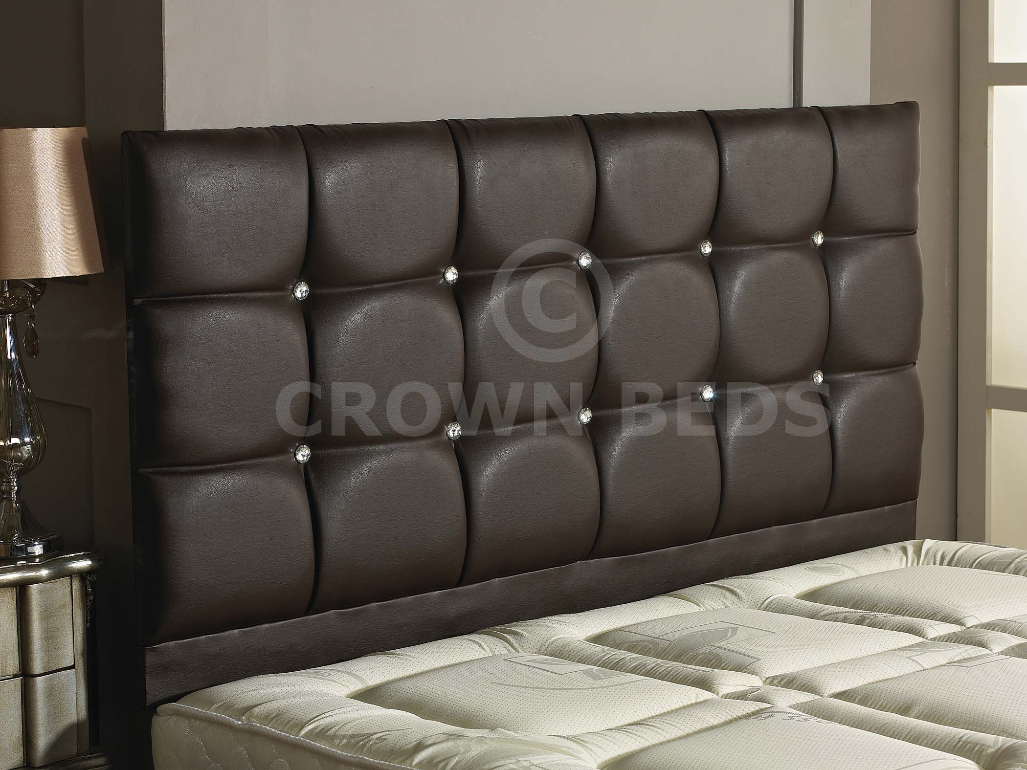 REGAL FAUX LEATHER HEADBOARD IN 2ft6,3ft,4ft,4ft6,5ft,6ft, 26'' HIGH BROWN, 3FT (SINGLE)