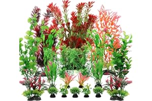 PietyPet Fish Tank Accessories Aquarium Decorations Plants, 20pcs Fish Tank Decorations Plant, Fish Tank Decor, Aquarium Decor Plastic Plants, Small to Large