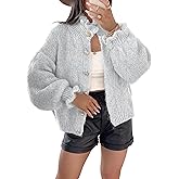 IQSQSQ Women’s Oversized Knit Cardigan Sweater Ruffle Button Down Long Sleeve Cozy Loose Fit Fall Spring Outfits