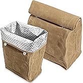 Linkidea Wax Canvas Lunch Bag, Waterproof Firm Storage Container for Food, Reusable Large Capacity Insulated Sack Fits Picnic, Work, Portable Organizer for Men & Women (Brown)