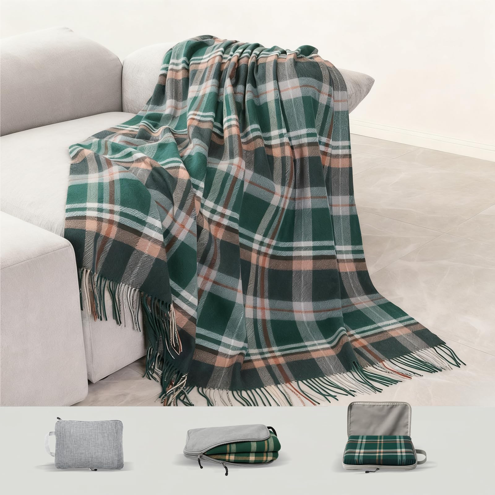 Photo 1 of *MINOR DAMAGE - USED*
SKNSOFT Wool Throw Blanket Plaid Blankets 83" x 55" Tartan Outdoor Camping Couch Sofa Bed Soft Warm Throws for Home Decor,1.5lb