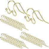 14K Gold Plated Earring Hooks, [200 PCS /100 Pairs] Hypo-allergenic Ear Wires Fish Hook Earrings Supplies for DIY Earrings