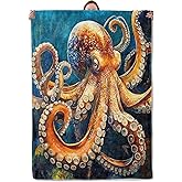 Mounidso Octopus Blanket, Octopus Ocean Themed Flannel Blanket Gifts for Women, Soft Warm Lightweight Blankets for Living Room Home Travel Decor 50" x 60"