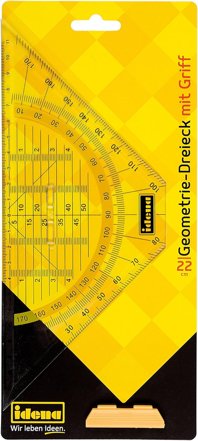 Idena 602043 - Geodreieck mit Griff, 22 cm, transparent, 1 Stück