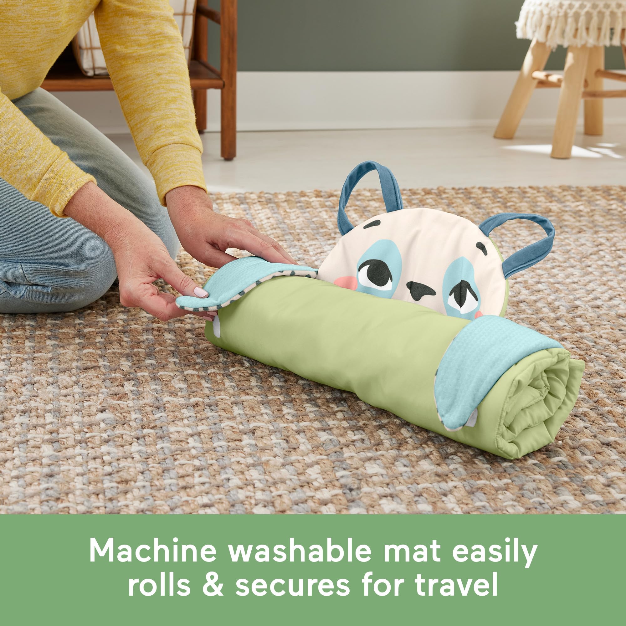 Fisher-Price Baby Planet Friends Roly-Poly Panda Play Mat, Portable Tummy Time Activity for Developmental Play for Newborns Ages 0+ Months