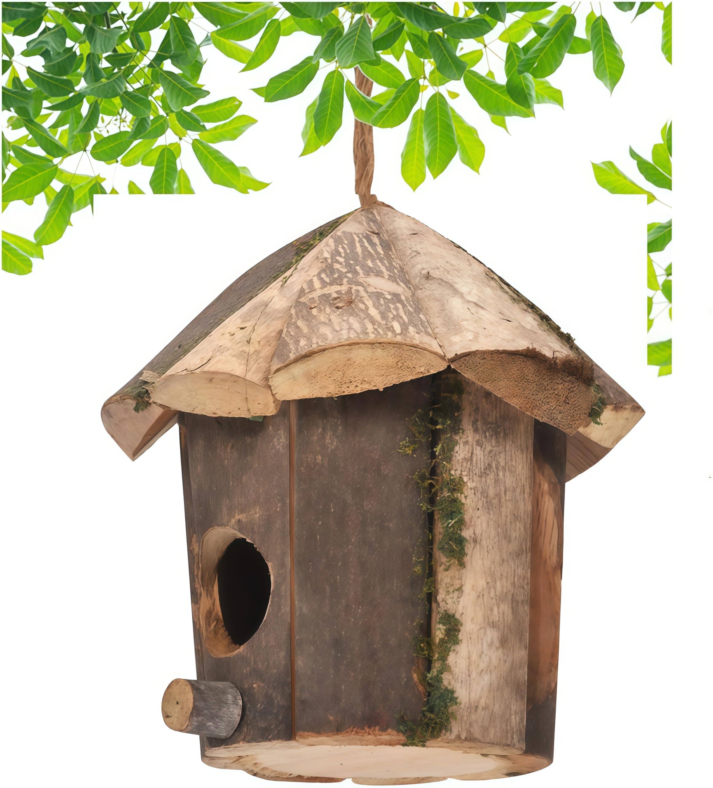 Loopunk Wooden Bird Nest, Natural Wooden Bird House, Bird Nests for Outdoor Garden Patio Nest Decorative
