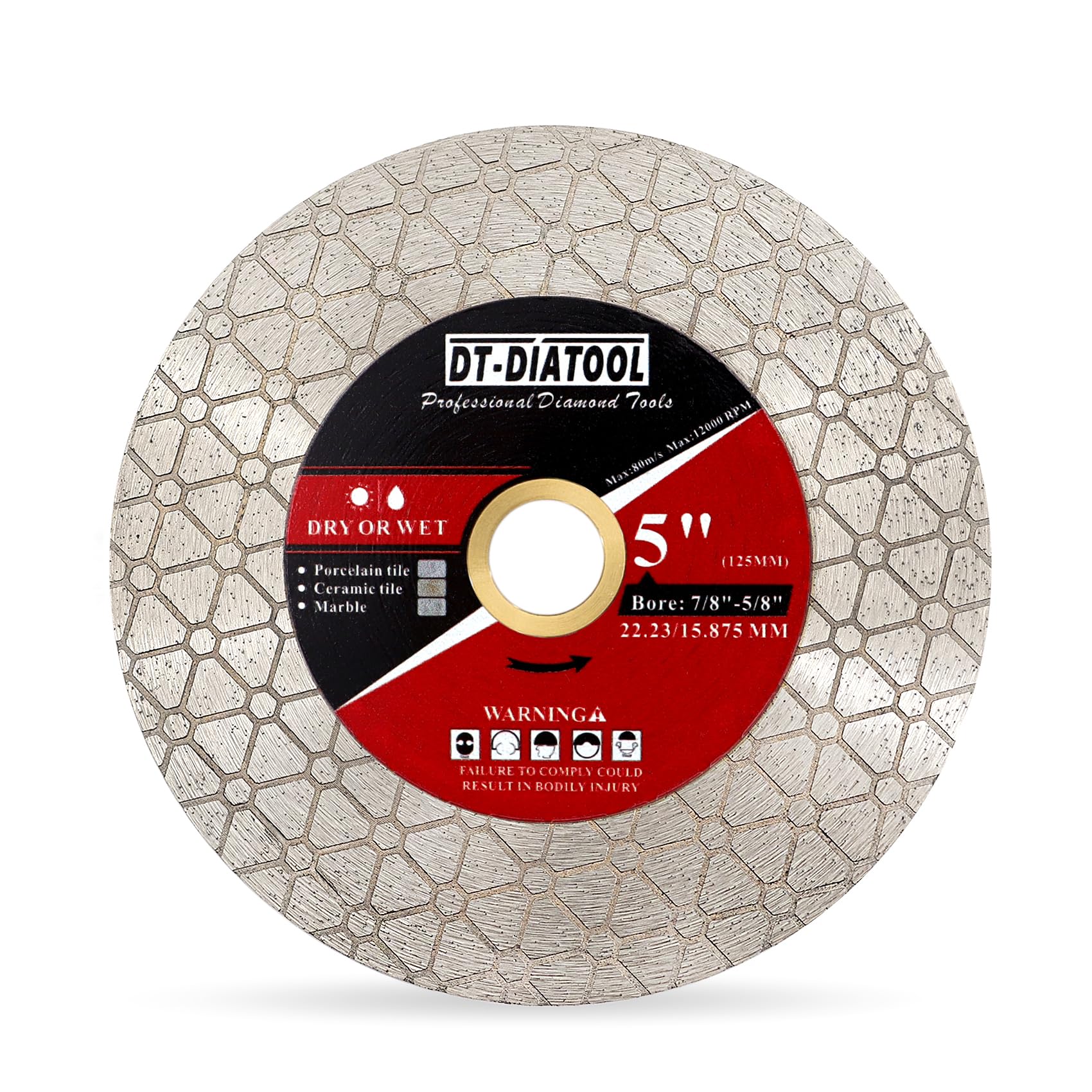 DT-DIATOOL Diamond Cutting Disc125mm for Porcelain Tile Ceramic Marble Artificial Stoneware Edge Grinding Cutting Disc
