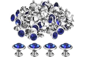 uxcell 60 Sets Rhinestone Rivets, 11mm Leather Rivets Crystal Rivets Stud Rapid Double Cap Rivets for DIY Leather Craft Fabri