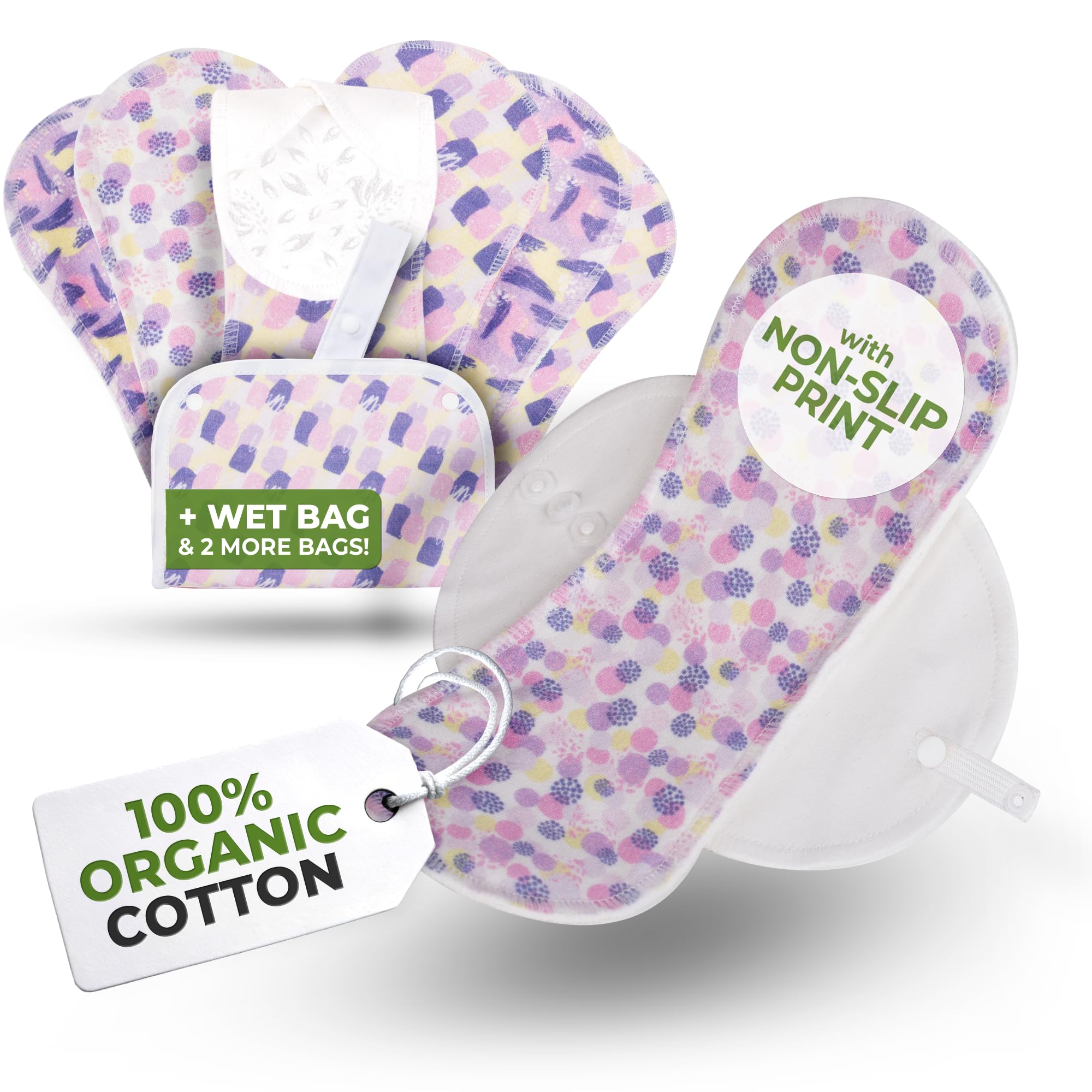 Photo 1 of Non-Slip Reusable Organic Panty Liners for Women & Teens (Medium 7-Pack) – Breathable, High-Temp Washable Cloth Panty Liners for Vaginal Discharge – Soft Cotton Keep You Fresh & Dry for Daily Use