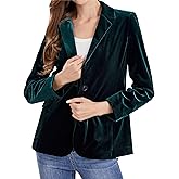 CHARTOU Women 1 Button Fitted Velvet Blazer Jacket Business Suit Jacket Work Office Notched Collar