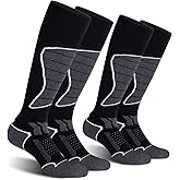 CS CELERSPORT Women's Merino Wool Ski Socks, 2/3 Pack Thermal Warm Winter Thick Knee High Snowboarding Skiing Socks