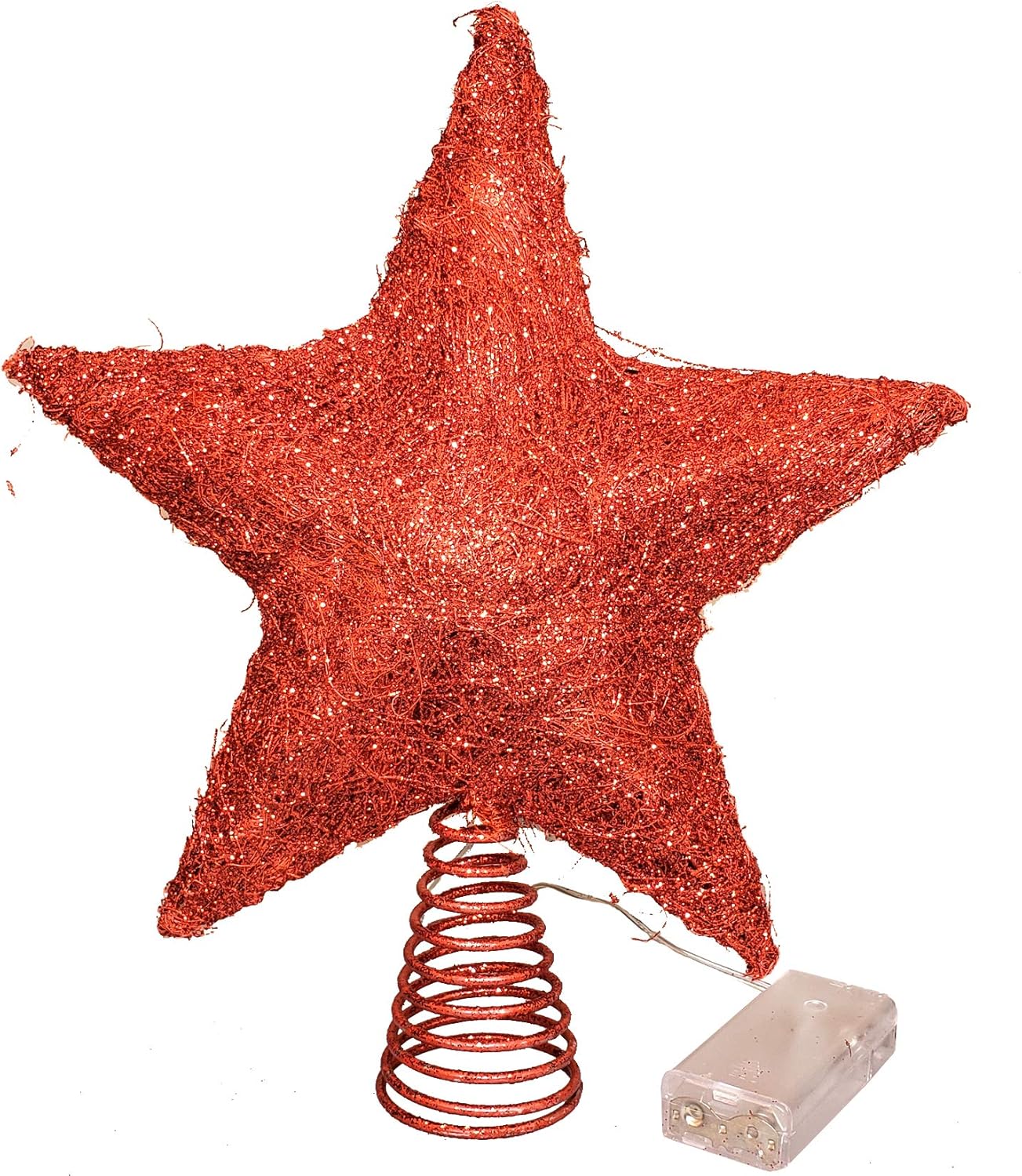 LAWOHO Christmas Tree Topper Star 10 Inch Glittering Red Xmas Tree