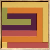 SIGNWIN Framed Canvas Wall Art Yellow, Orange, Red, Brown, Green Color Blocks and Lines Geometric Shapes Illustrations Minimalism Modern Fun for Living Room, Bedroom, Office - 16x16 inches