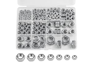 Vmuter Hex Nuts, 237 Pack M3 M4 M5 M6 M8 M10 M12 304 (A2-70) Stainless Steel Hardware Nuts