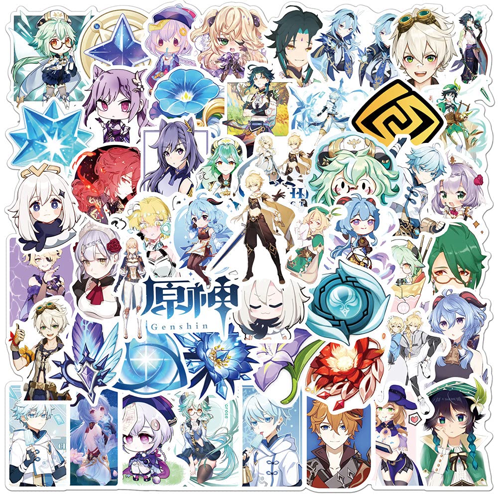 100 Pcs Anime Genshin Impact Stickers for Laptop,Bumper,Skateboard,Water Bottles,Computer,Phone,Anime Sticker Pack for Kids/Teen — image 1