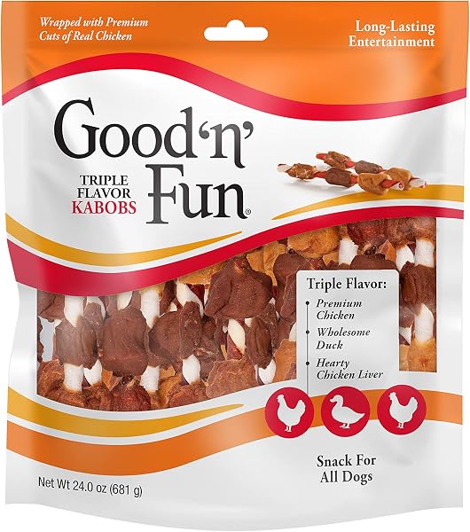 Good 'n' Fun Kabobs Long-Lasting Dog Treat, With Real Proteins, Beef Hide and Premium Chicken, Supports Dental Health, Mental