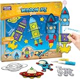 Imagimake Window Art Rocket 16 Pieces Glass Painting Set Kids Craft Kit