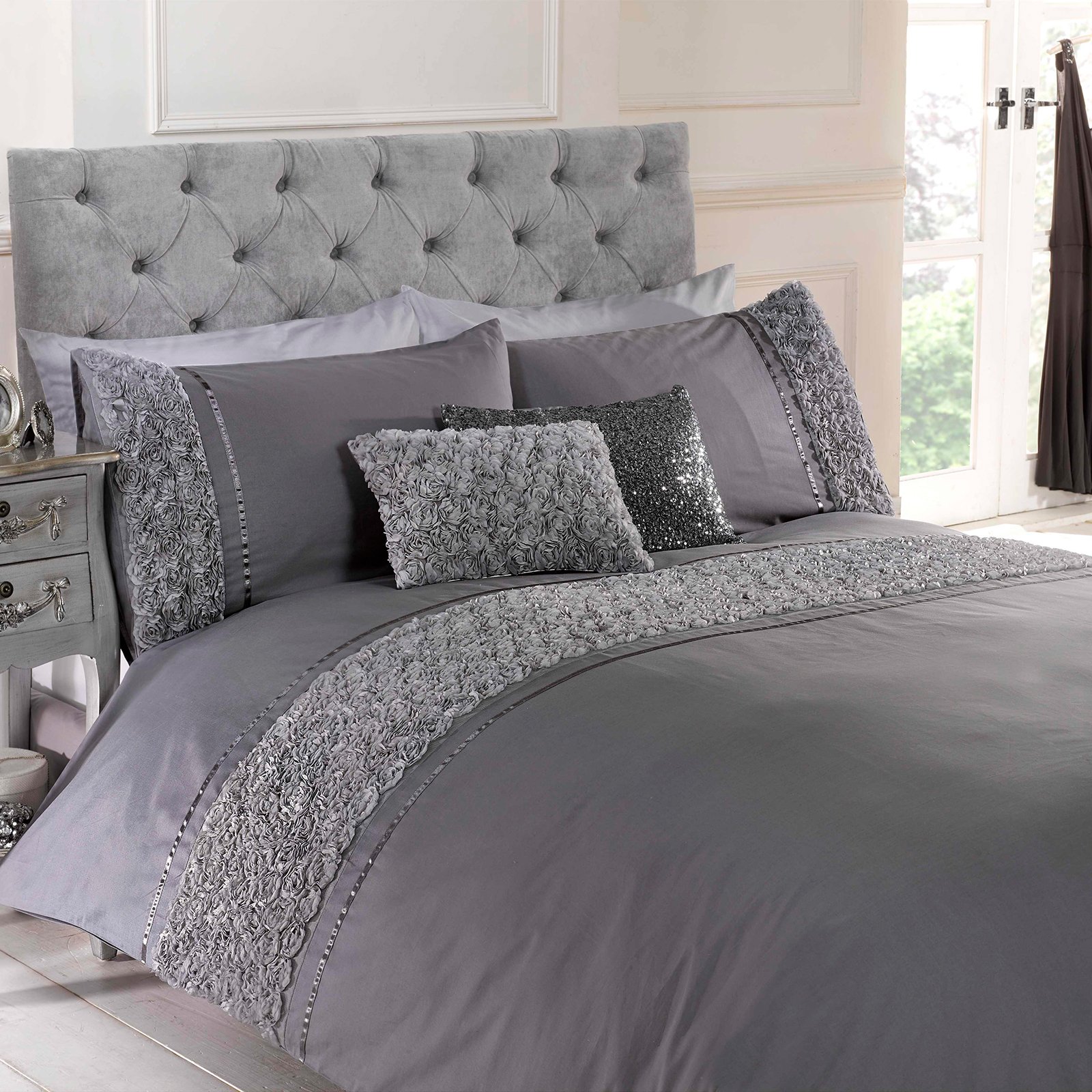 Just Contempo Super King Cotton Blend Rose Floral Chic Duvet Quilt